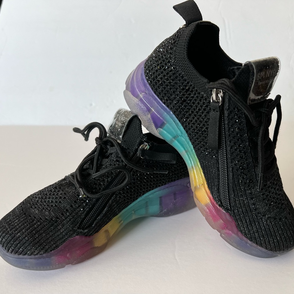 Steve Madden Amiss Girls Pre-owned Sparkling Black  Sneakers- Sz. 2